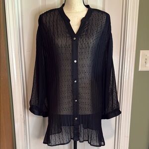 Lane Bryant Black Sheer 3/4 Sleeve Blouse